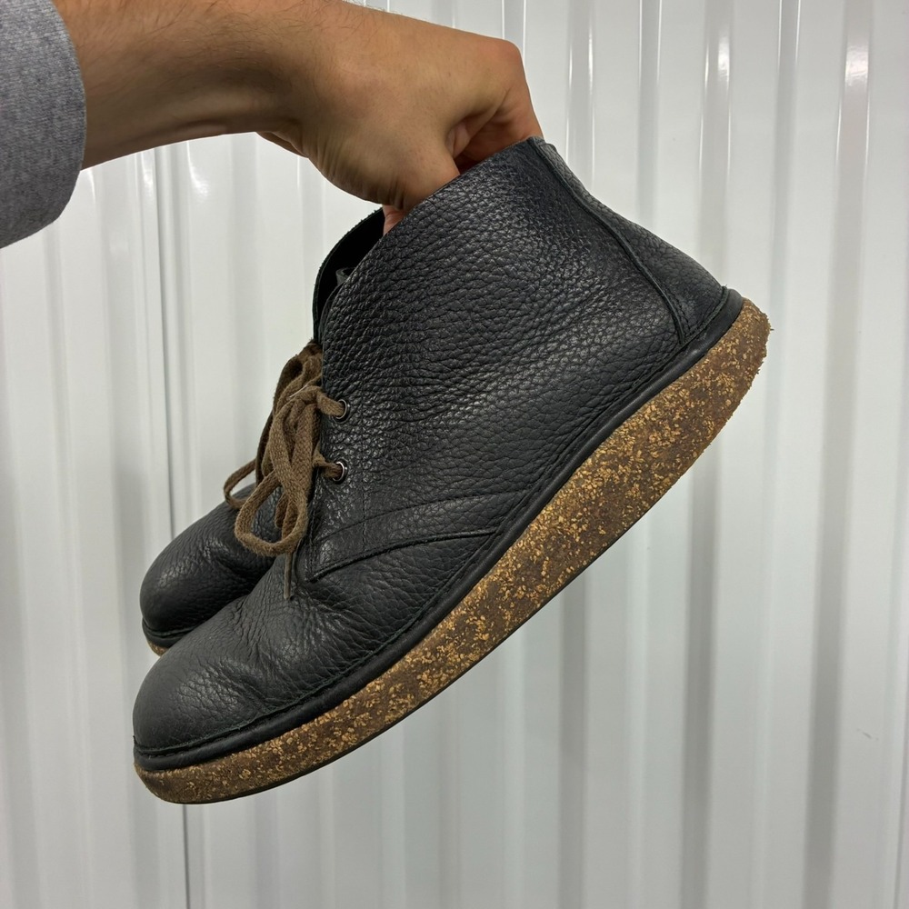 Birkenstock Dundee Men's Chukka Boots Black Pebbled Leather Size 11 EU - READ